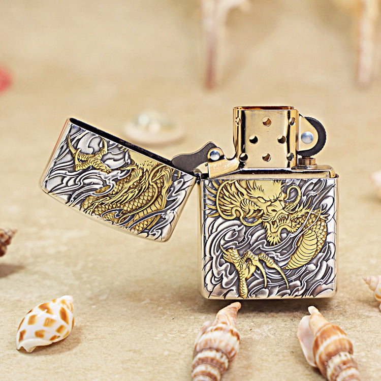 Zippo 'Auspicious Dragon' Deep Carve Two-Tone - DS115