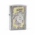 Zippo Brushed Chrome Deep Carved Good Luck Poker Hand and Dice - SC08