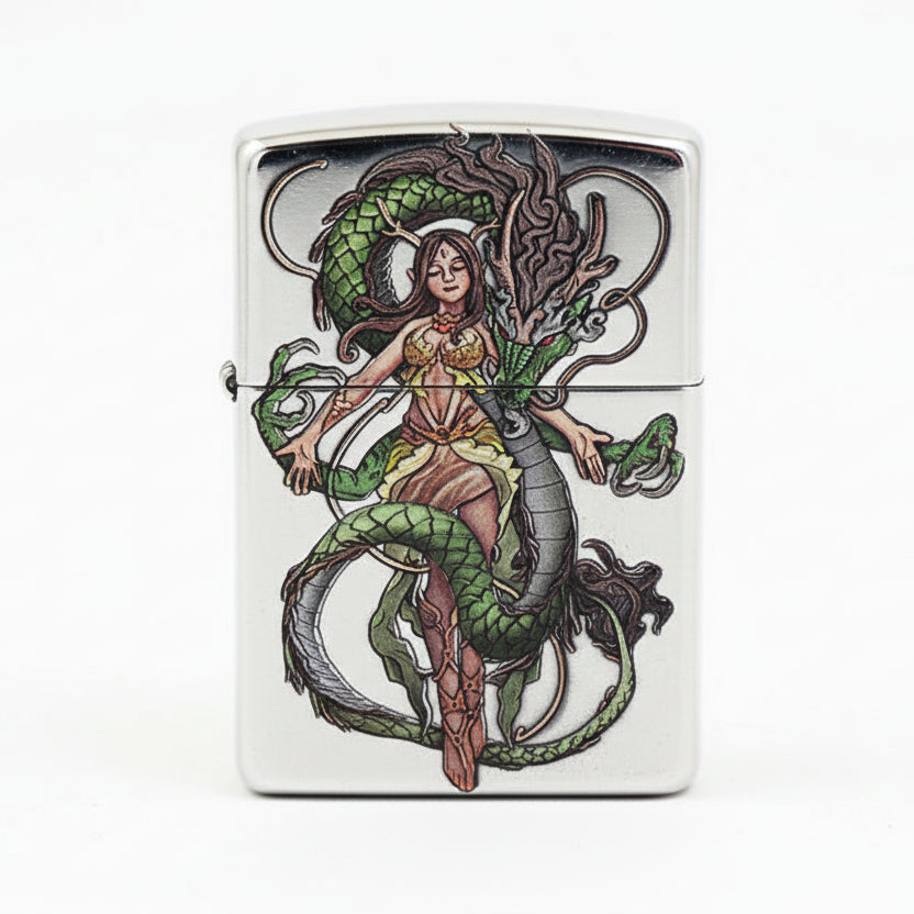 Zippo 'Dragon Girl' Multi-Media Carving - DS117
