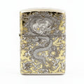 Zippo Gold and Silver Deep Carved Coiling Dragon in the Clouds - SC33