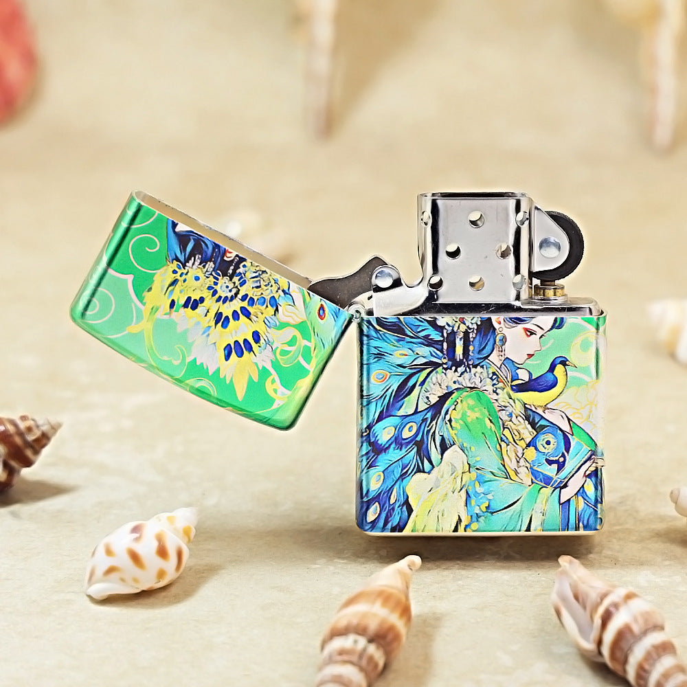 Zippo Green Color-Printed Peacock Princess and Bird - CS04