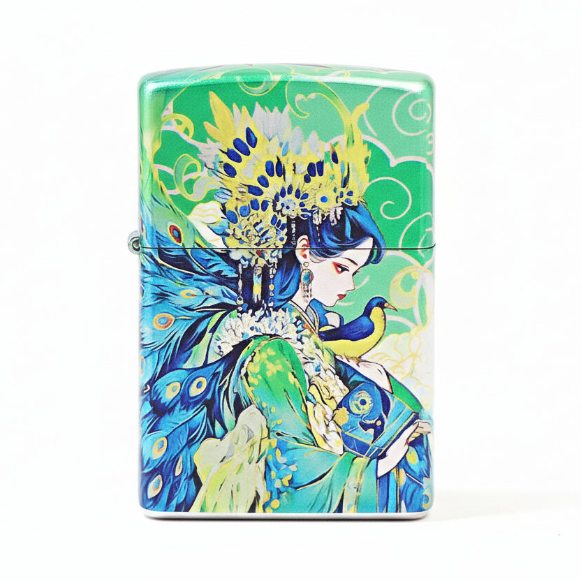 Zippo Green Color-Printed Peacock Princess and Bird - CS04