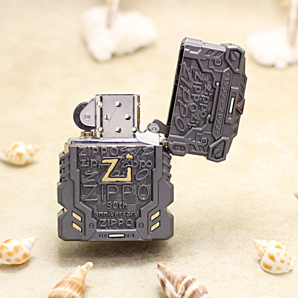 Zippo Heavy Relief 90th Anniversary Mecha Digital Case Set - CM51