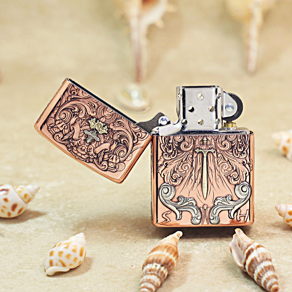Zippo Heavy Relief Copper Tone Sword of Judgment and Cross - CM18