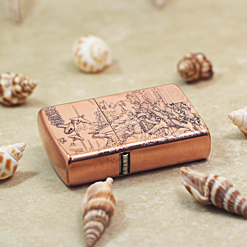 Zippo Heavy Relief Copper Tone Wind Rises Water Success Landscape - CM33