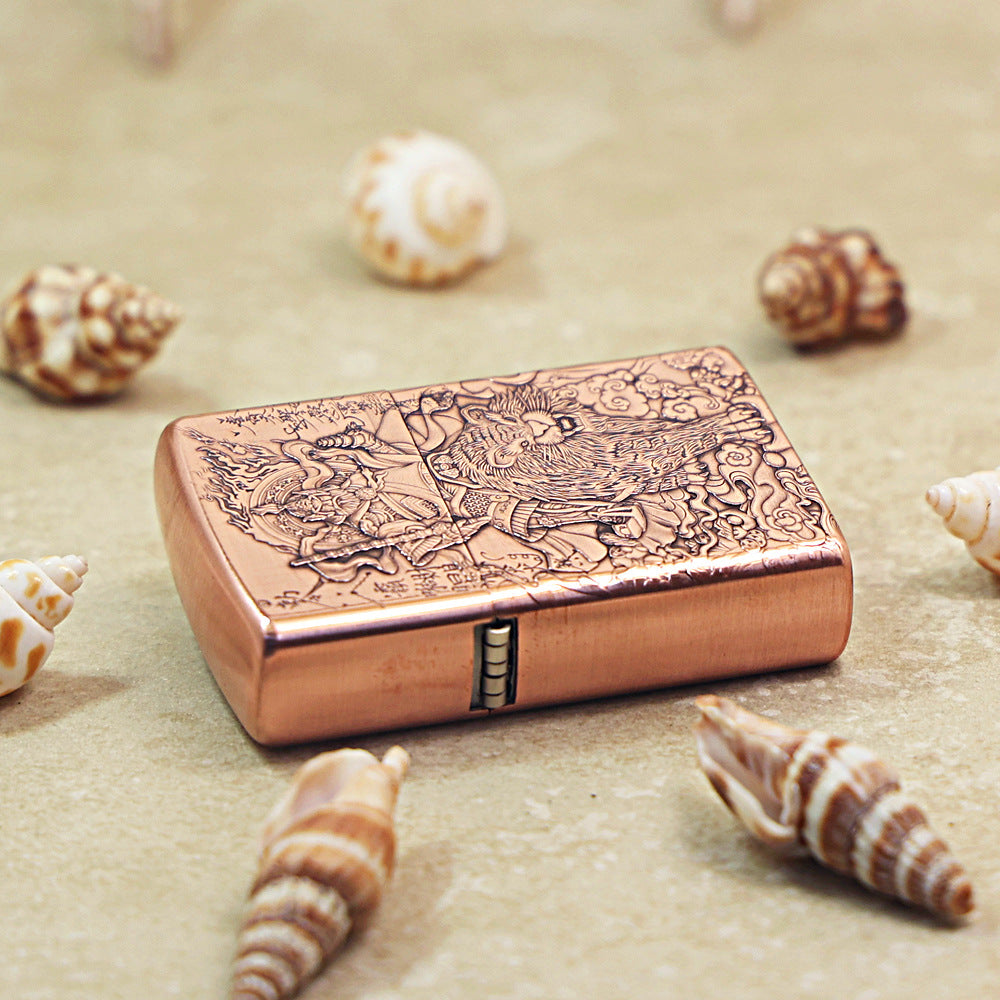 Zippo Heavy Relief Copper Tone Zhao Gongming God of Wealth on Tiger - CM34