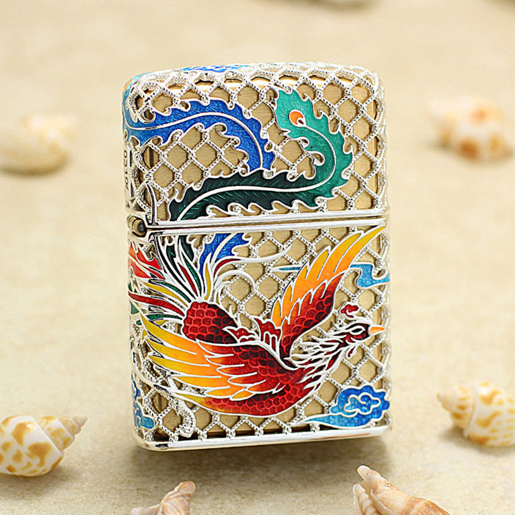 Zippo Heavy Relief Dragon and Phoenix Bring Prosperity Pair Set - CM54