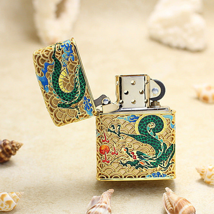 Zippo Heavy Relief Dragon and Phoenix Bring Prosperity Pair Set - CM54