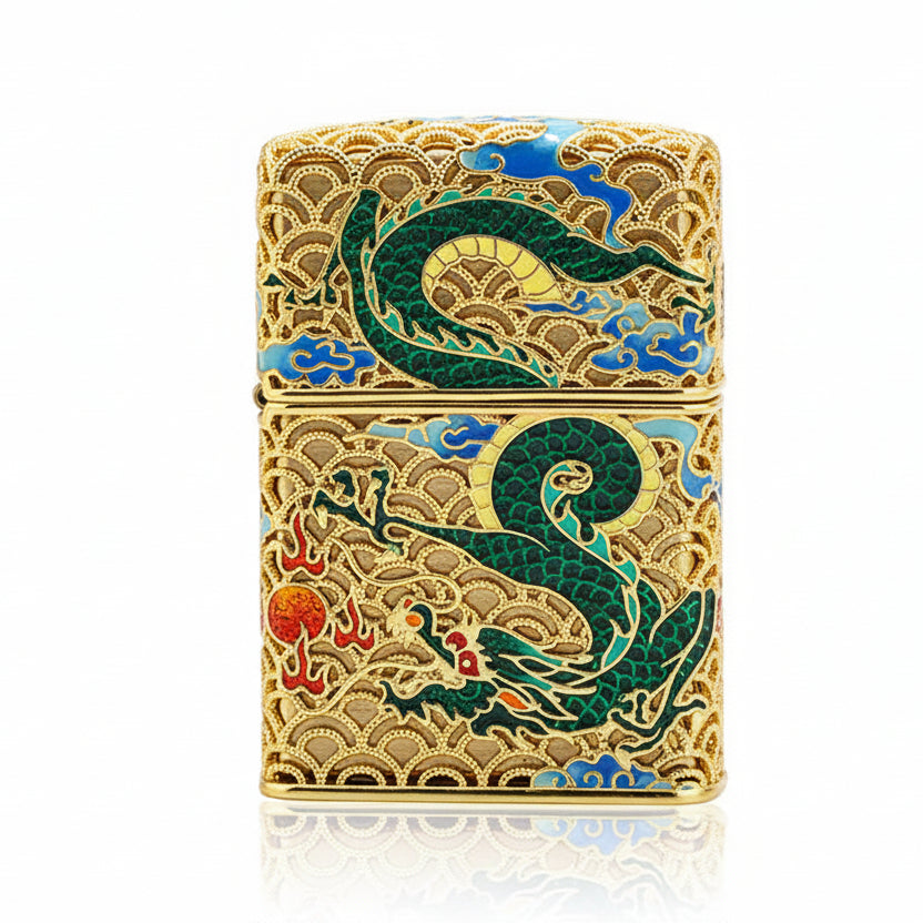 Zippo Heavy Relief Dragon and Phoenix Bring Prosperity Pair Set - CM54