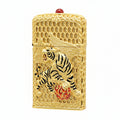 Zippo Heavy Relief Gold Filigree Winged Tiger Case Set - CM53
