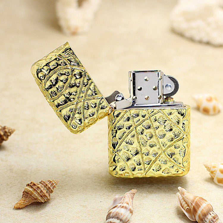 Zippo Heavy Relief Gold Warrior Armor Case Set - CM40