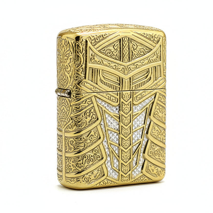 Zippo Heavy Relief Gold Warrior Armor Case Set - CM40