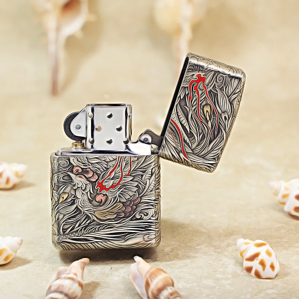 Zippo Heavy Relief Gold and Silver Coiling Dragon Prosperity Emblem - CM16