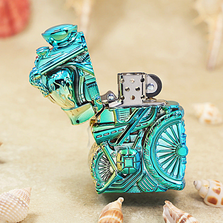 Zippo Heavy Relief Iridescent Chrome Motorcycle Engine Case Set - CM48