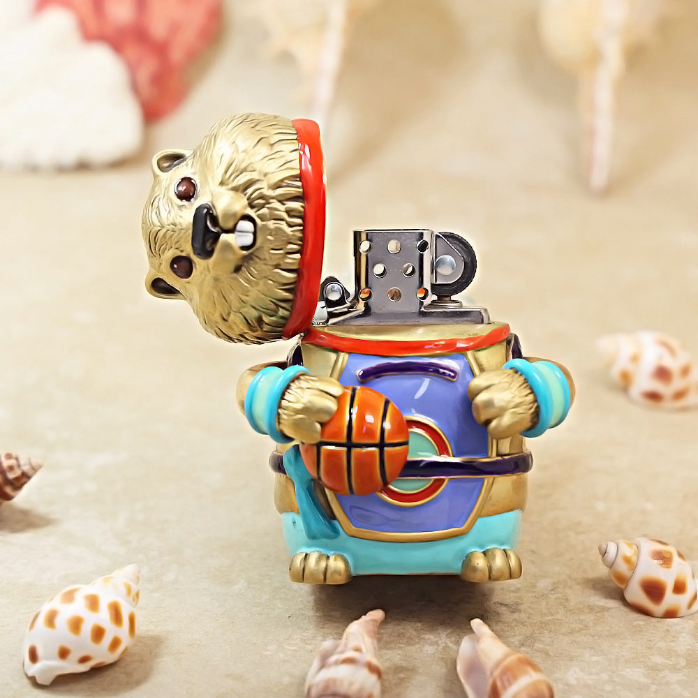 Zippo Heavy Relief Painted Gold Animal Figurine Basketball - CM10