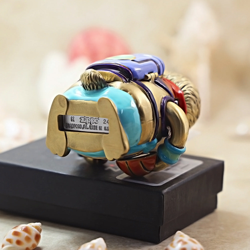 Zippo Heavy Relief Painted Gold Animal Figurine Basketball - CM10