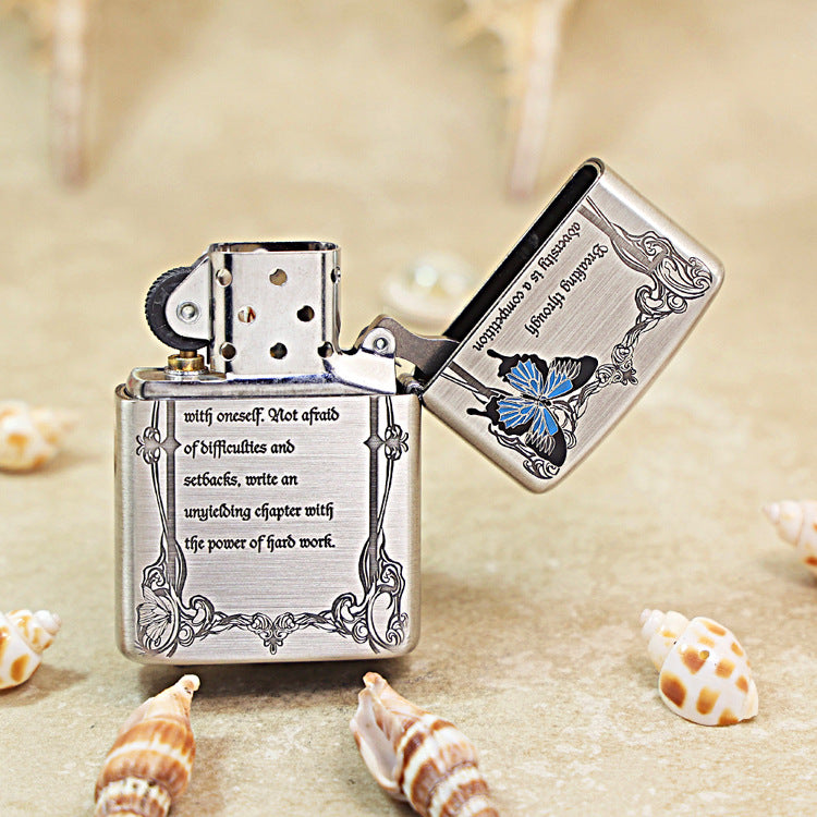 Zippo Heavy Relief Silver Broken Mirror Snake Cat Gothic Case - CM38