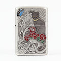 Zippo Heavy Relief Silver Broken Mirror Snake Cat Gothic Case - CM38