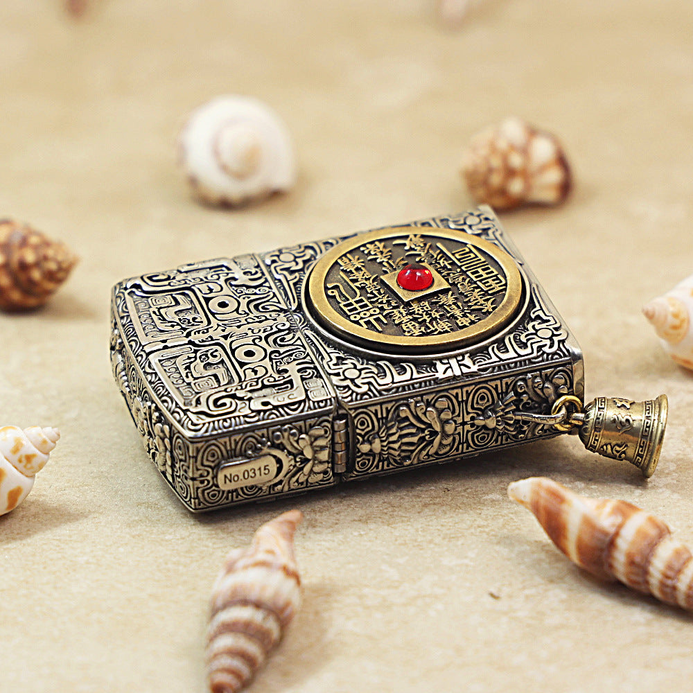 Zippo Heavy Relief Silver Mountain Ghost Charm Coin Case - CM44