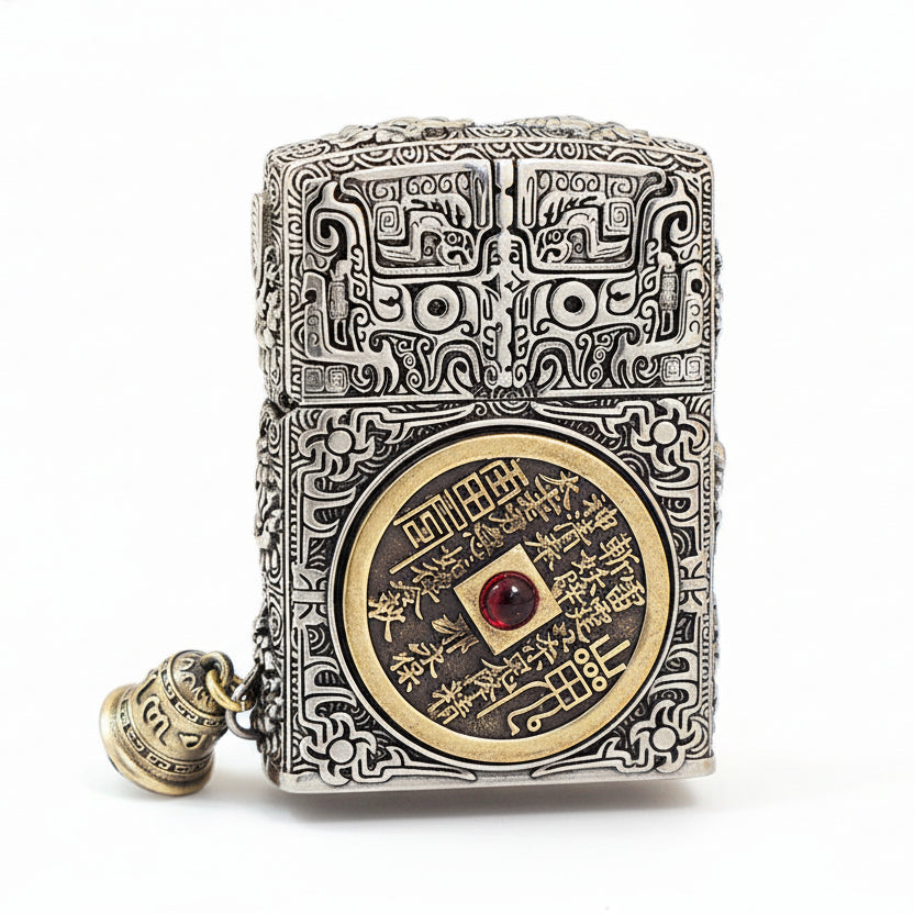 Zippo Heavy Relief Silver Mountain Ghost Charm Coin Case - CM44