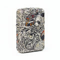 Zippo Heavy Relief Silver Panda and Dragon Battle Case Set - CM29