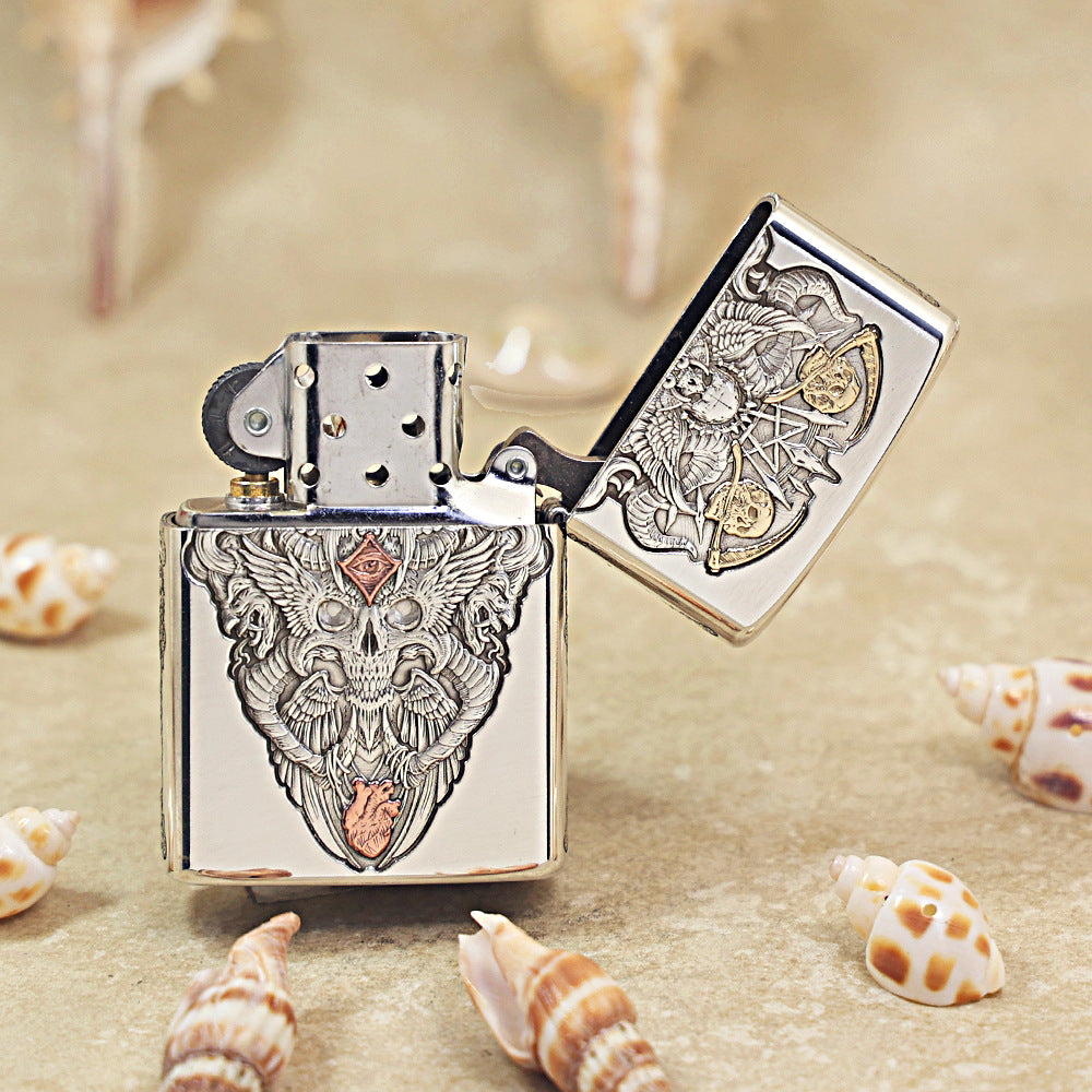 Zippo Heavy Relief Silver Sword of Judgment and Cherubs Case - CM30