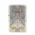 Zippo Heavy Relief Silver Sword of Judgment and Cherubs Case - CM30