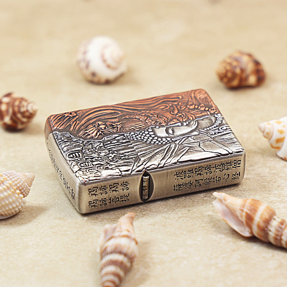 Zippo Heavy Relief Two Tone Buddha and Demon Good vs Evil Case - CM15