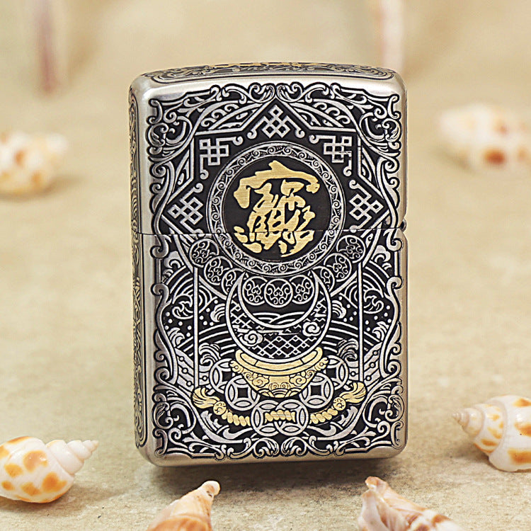 Zippo Heavy Relief Two Tone Pixiu Fortune God Case - CM24