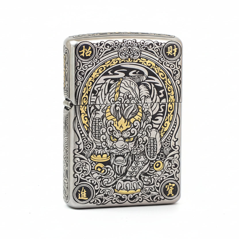 Zippo Heavy Relief Two Tone Pixiu Fortune God Case - CM24