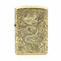 Zippo High Polish Brass Deep Engraved Flying Dragon in Sky - CC163