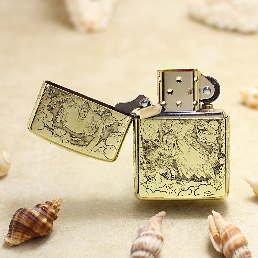 Zippo High Polish Brass Deep Engraved God of War Guan Yu - CC127