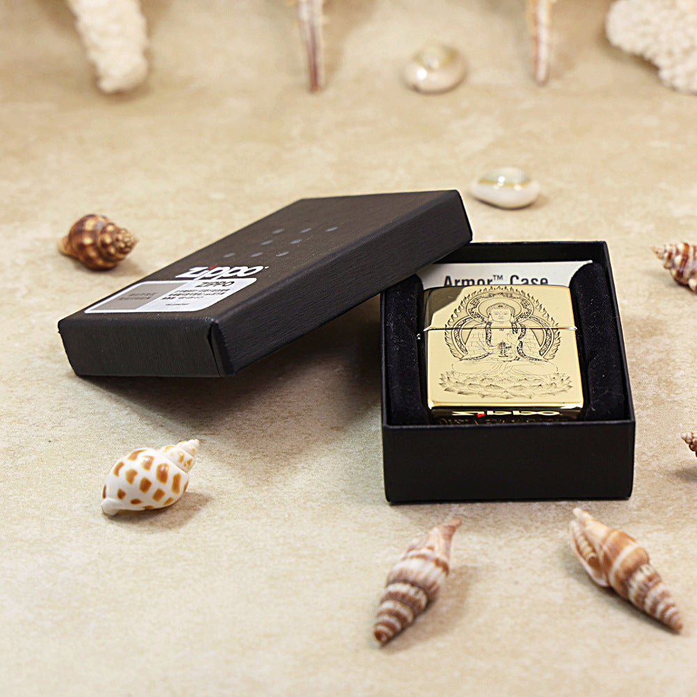 Zippo High Polish Brass Deep Engraved Seated Tathagata Buddha - CC159