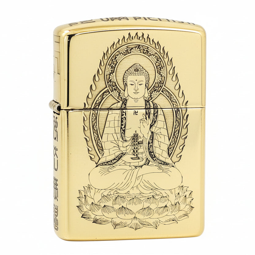 Zippo High Polish Brass Deep Engraved Seated Tathagata Buddha - CC159