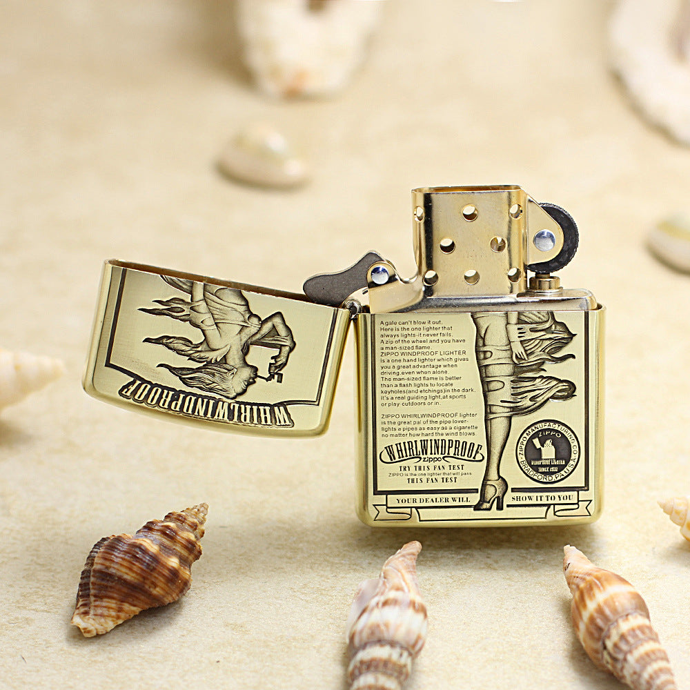 Zippo High Polish Brass Deep Engraved Whirlwindproof Pin-Up Girl - CC149