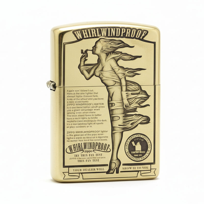 Zippo High Polish Brass Deep Engraved Whirlwindproof Pin-Up Girl - CC149