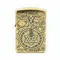 Zippo High Polish Brass Engraved Angelic Warrior Seal of Solomon - CC160