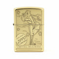 Zippo High Polish Brass Engraved Pin-Up Girl Autumn Wind - CC151