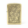 Zippo High Polish Brass Engraved Pixiu Lion and Ancient Coins - CC162