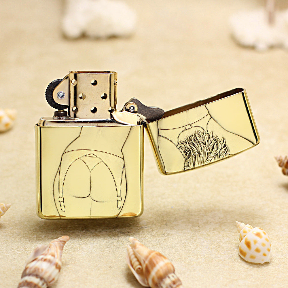 Zippo High Polish Brass Pin-Up Girl Engraved Lingerie - CC108