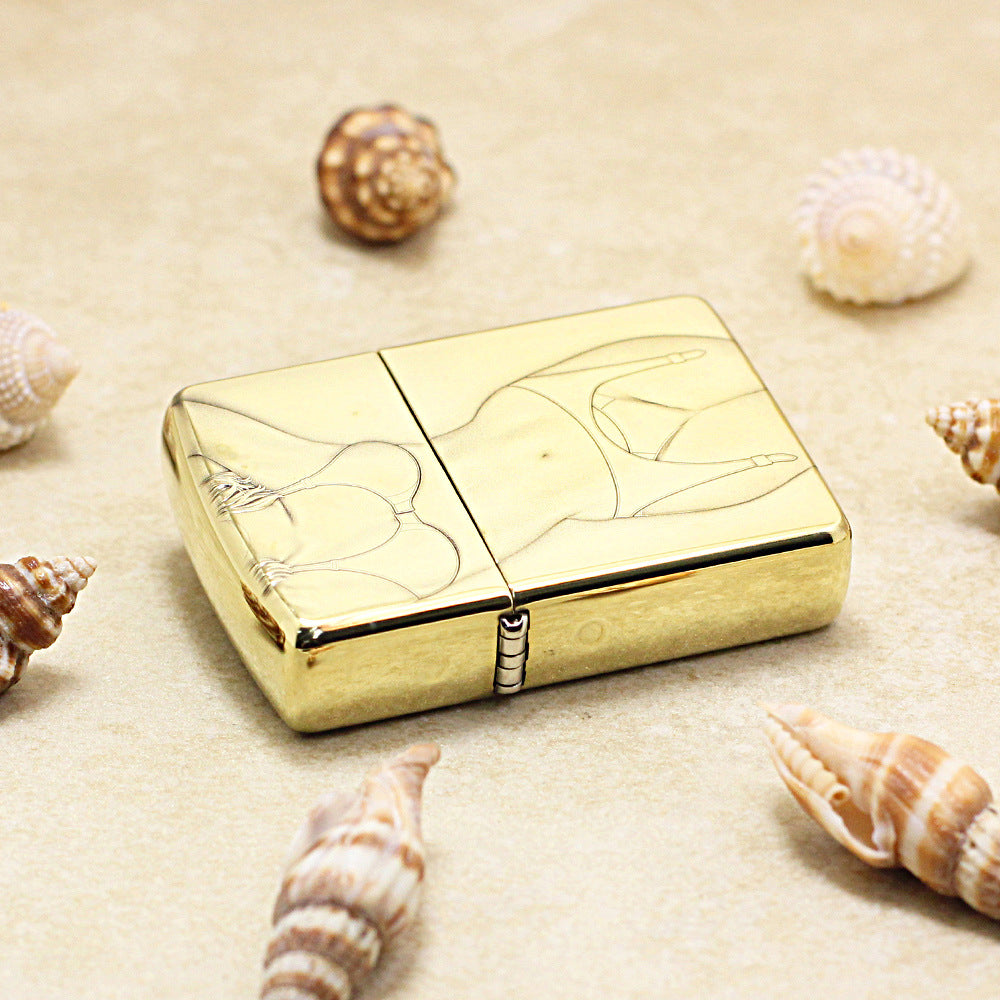 Zippo High Polish Brass Pin-Up Girl Engraved Lingerie - CC108