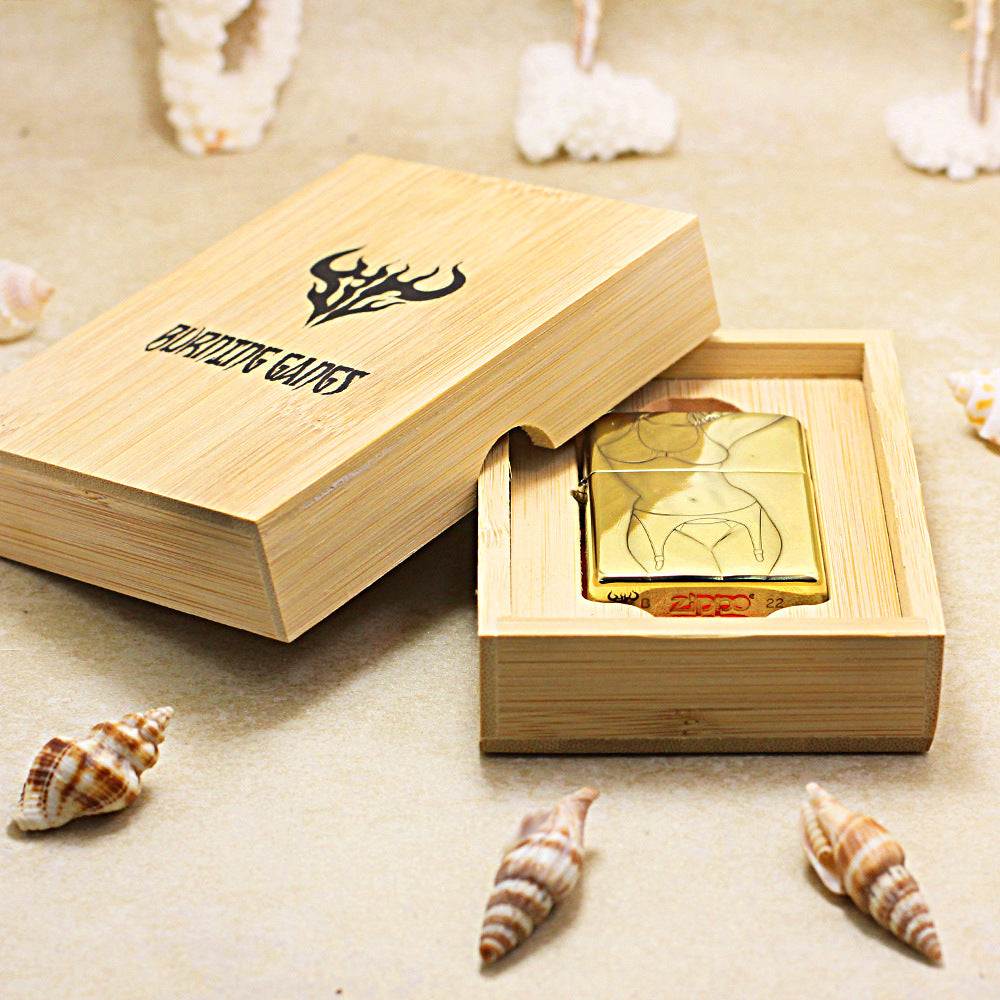 Zippo High Polish Brass Pin-Up Girl Engraved Lingerie - CC108