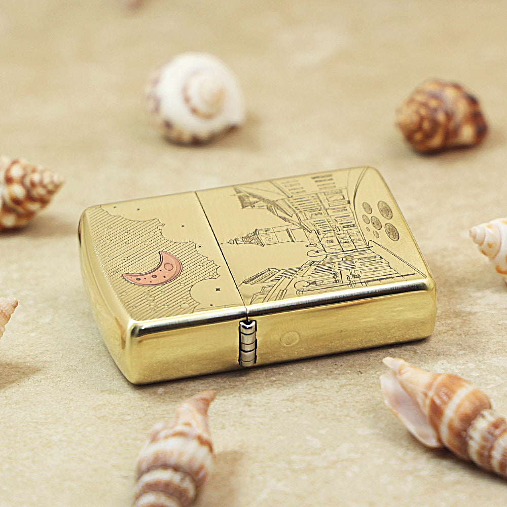 Zippo High Polish Brass The Moon and Sixpence Townscape - CC87