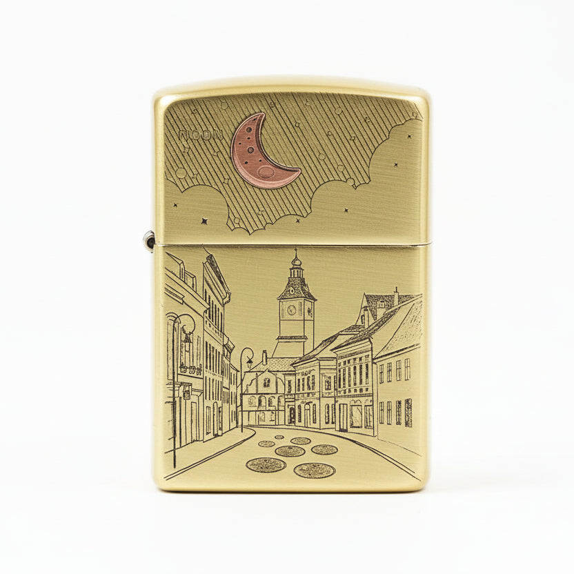 Zippo High Polish Brass The Moon and Sixpence Townscape - CC87