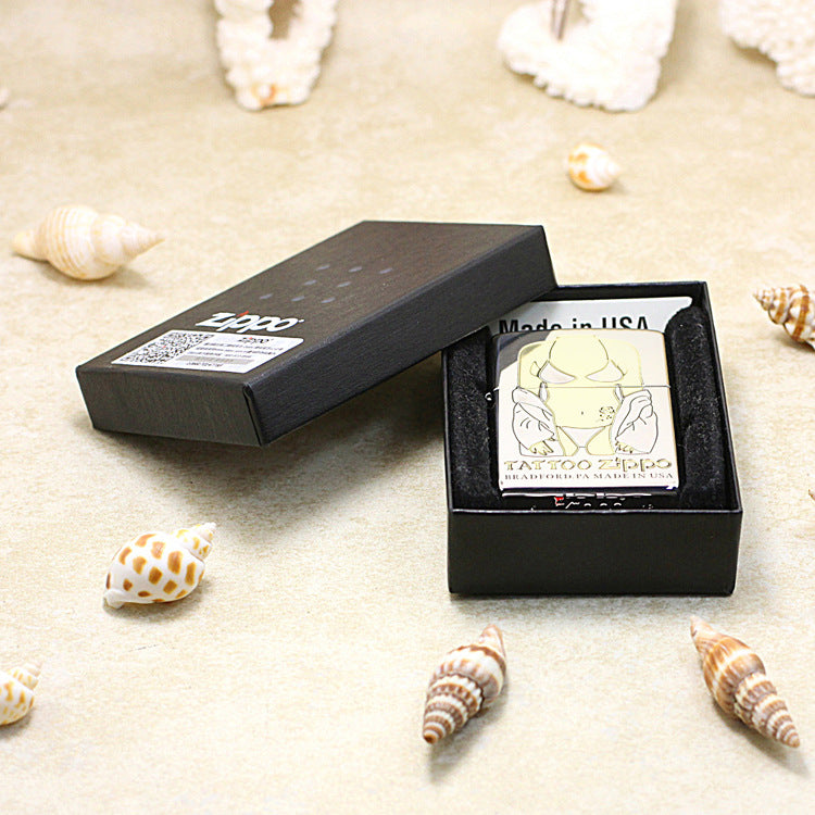 Zippo High Polish Chrome Deep Engraved Tattoo Pin-Up Torso - SC19