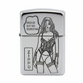 Zippo High Polish Chrome Engraved American Sexy Girl Pin-Up - SC22