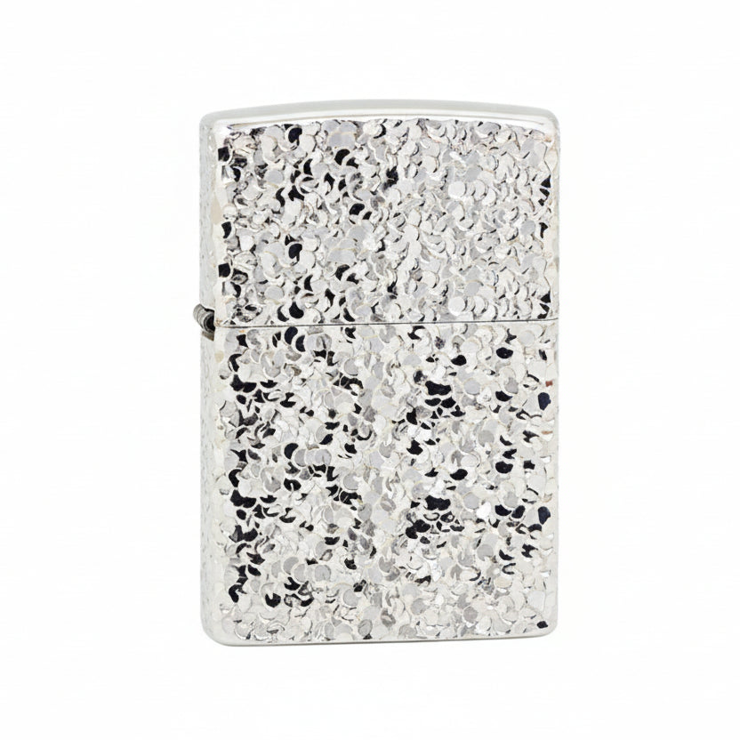 Zippo High Polish Chrome Heavy Texture Meteorite Crater - CM06
