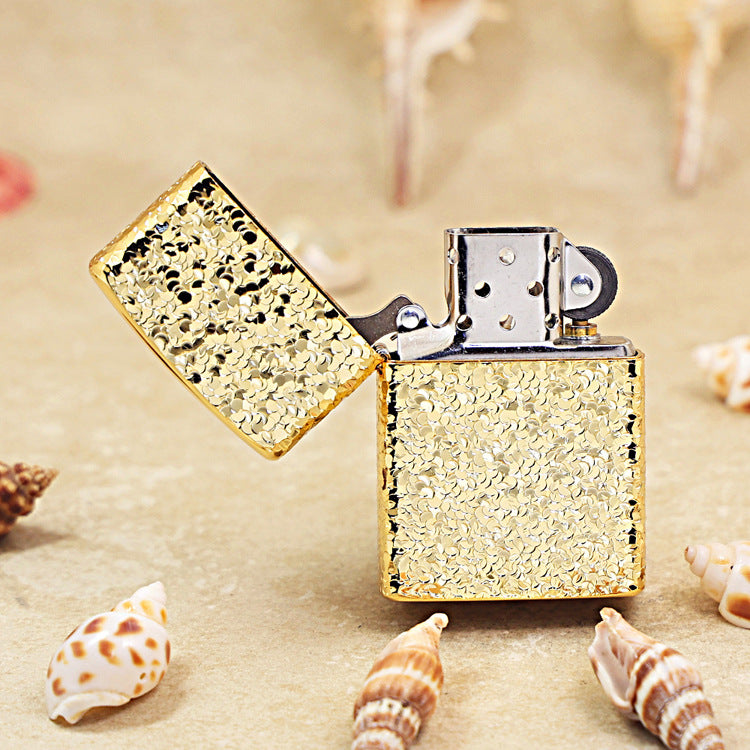 Zippo High Polish Gold Crushed Ice Texture Case - CM43
