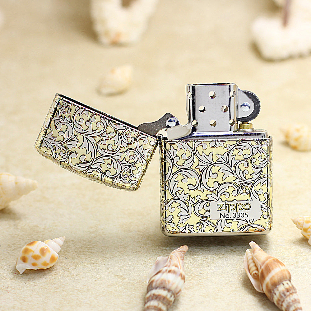 Zippo High Polish Gold Deep Carved Arabesque Scroll Limited Edition - SC06