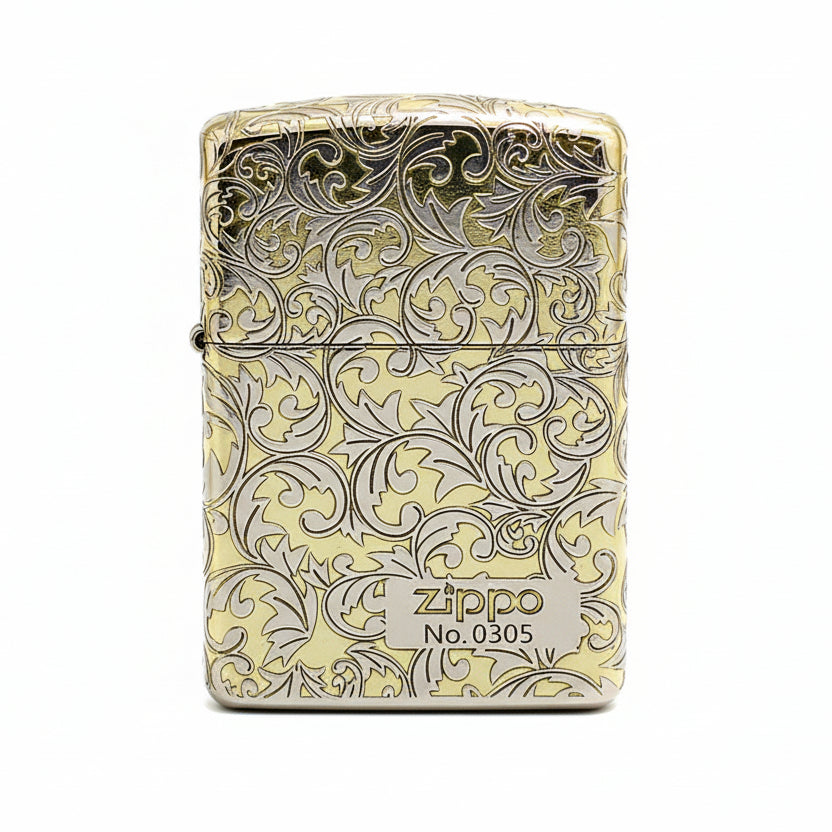 Zippo High Polish Gold Deep Carved Arabesque Scroll Limited Edition - SC06
